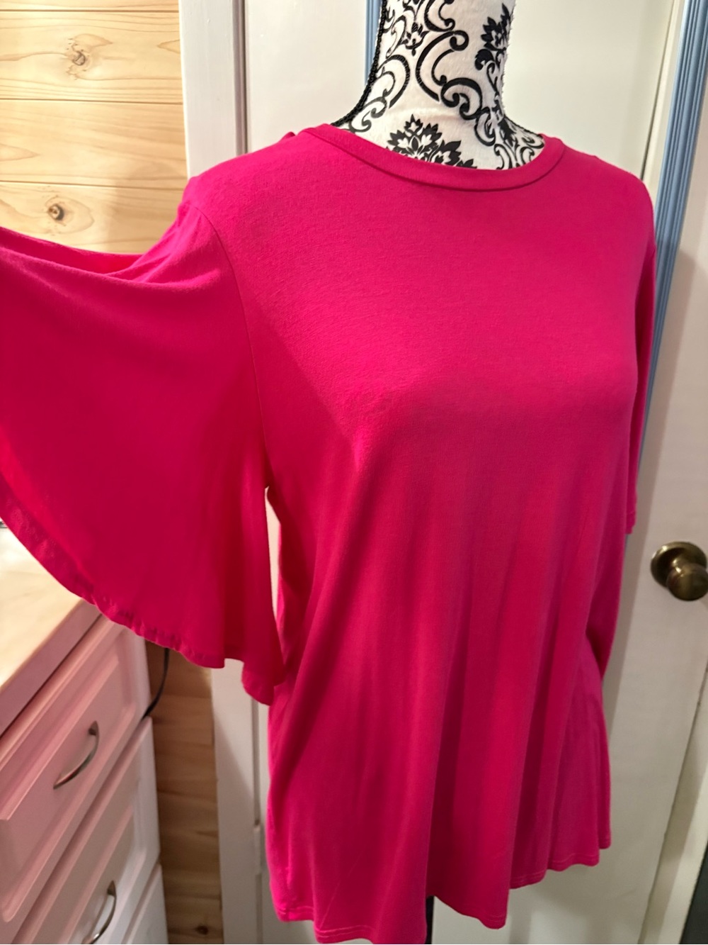 Bright Fuchsia Flutter Sleeve Top